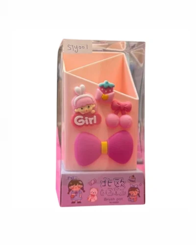 MI MEI Pink Plastic Pen Holder