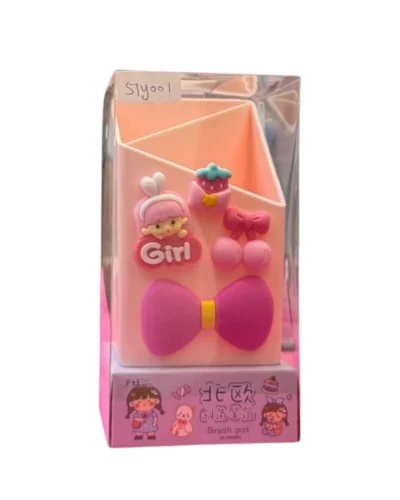 MI MEI Pink Plastic Pen Holder